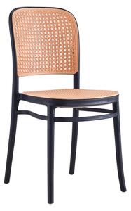 TEMPO Stohovatelná židle, černá/béžová, LENITA