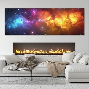 Obraz na plátně - Barevná galaxie Spectre s hvězdami FeelHappy.cz Velikost obrazu: 120 x 40 cm