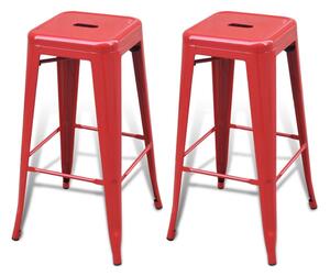 Barové stoličky 2 ks červené ocel