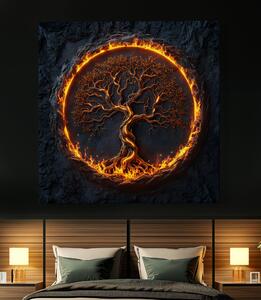 Obraz na plátně - Strom života v ohnivém kruhu Fuendo FeelHappy.cz Velikost obrazu: 40 x 40 cm