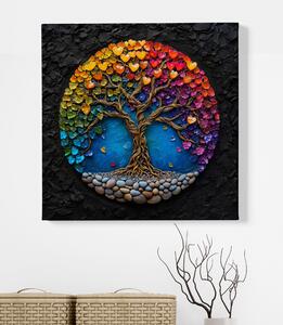 Obraz na plátně - Strom života Barevná srdce FeelHappy.cz Velikost obrazu: 40 x 40 cm