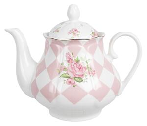 Bílo-růžová porcelánová konvička se vzorem růžiček Sweet Roses – 1000 ml