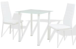 Třídílný jídelní set stolu a židlí bílý