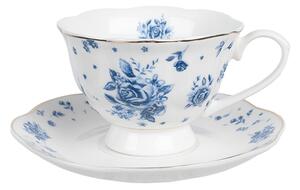 Porcelánový šálek s podšálkem se vzorem modré růže Blue Rose Blooming – 200 ml