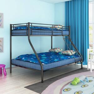 Rám dětské poschoďové postele černý kov 140 x 200 / 90 x 200 cm