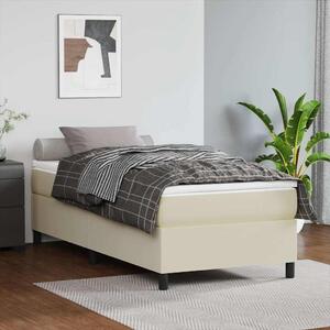 Rám postele s boxspringem krémový 90 x 190 cm umělá kůže 3121019