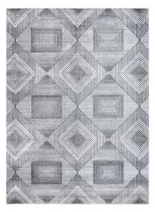 Koberec Strukturální SIERRA G5011ploché tkaní šedá / černý geometr velikost 120x170 cm | krásné koberce cz