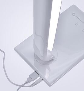 Solight LED stolní lampička stmívatelná, 12W, volba teploty světla, USB, bílý lesk WO37-W