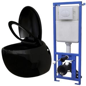 Závěsná toaleta vejčitého tvaru, s podomítkovou nádržkou, černá