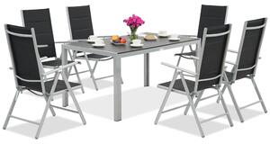 Hliníkový zahradní set s polywoodem Verona pro 6 osob Garden Point černo-šedý