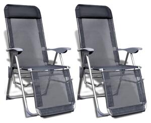 Skládací zahradní židle 2 ks hliník a textilen šedé