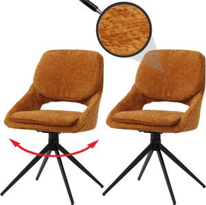 Sada 2 jídelních židlí HWC-N73, kuchyňská židle, otočná s automatickým vrácením, tkanina/textil šenil (490 g/m²) Oeko-Tex okrově žlutá