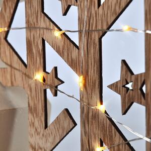 LED vánoční hvězda, přírodní dřevo 2 x AA , teplá bílá Solight 1V231