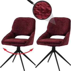 Sada 2 jídelních židlí HWC-N73, kuchyňská židle, otočná s automatickým návratem, látka/textil šenil (490 g/m²) Oeko-Tex bordeaux