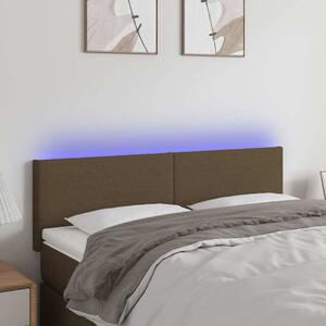 Čelo postele s LED tmavě hnědé 144x5x78/88 cm textil 3121333