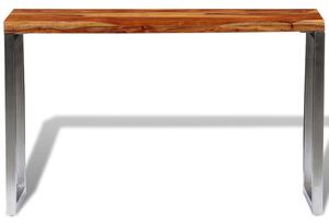 Konzolový stolek s ocelovou nohou masivní sheeshamové dřevo