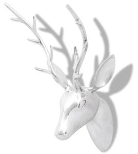 Nástěnná hliníková jelení hlava, dekorace, stříbrná barva 62 cm