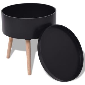 Kulatý odkládací stolek se servírovacím tácem 39,5x44,5 cm černý
