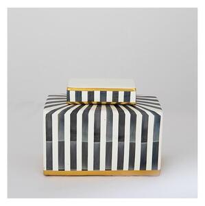 Keramická dóza 20,5x16x9 cm modrá/bílá/černá