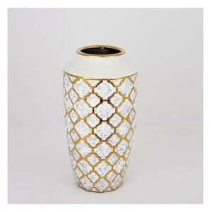 Keramická váza 25x13 cm zlatá/bílá