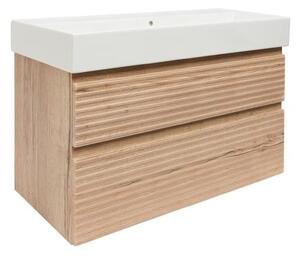 Koupelnová skříňka 2 zásuvková s umyvadlem Naturel Savona 98x53x44,8 cm dub Halifax mat SAVONA2100DHSAT
