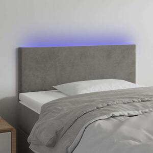 Čelo postele s LED světle šedé 80 x 5 x 78/88 cm samet 3121362
