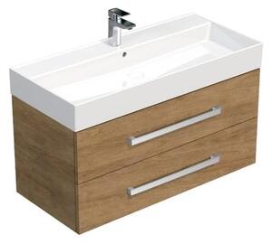 Koupelnová skříňka s umyvadlem SAT Cube Way 100x47,5x46 cm dub Hickory CUBE461002DHSAT