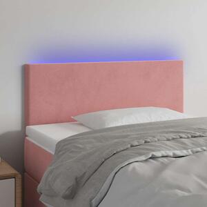 Čelo postele s LED růžové 80 x 5 x 78/88 cm samet 3121367