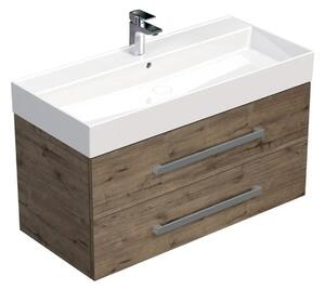 Koupelnová skříňka s umyvadlem SAT Cube Way 100x53x46 cm dub Wellington mat CUBE461002DWSAT