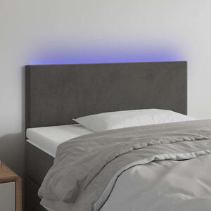 Čelo postele s LED tmavě šedé 80 x 5 x 78/88 cm samet 3121363