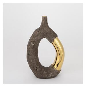 Keramická váza 31,5x20x8 cm hnědá/zlatá
