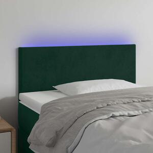 Čelo postele s LED tmavě zelené 80 x 5 x 78/88 cm samet 3121365