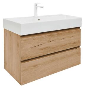 Koupelnová skříňka 2 zásuvková s umyvadlem SAT B-Way 99x50x45 cm dub mat BWAY2100OAKU2BBI