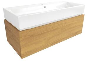 Koupelnová skříňka s umyvadlem SAT Feel 100x30x46 cm medový dub mat SATFEEL100DMU2