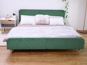 Zelená manšestrová postel AMELIA FJORD 160 x 200 cm