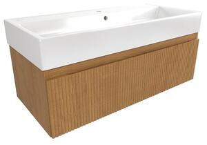 Koupelnová skříňka s umyvadlem SAT Evolution 98x30x44,5 cm dub medový mat SATEVO100DMU2