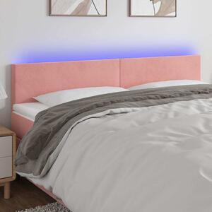 Čelo postele s LED růžové 160x5x78/88 cm samet 3121391