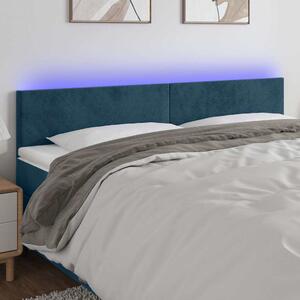 Čelo postele s LED tmavě modré 200x5x78/88 cm samet 3121402