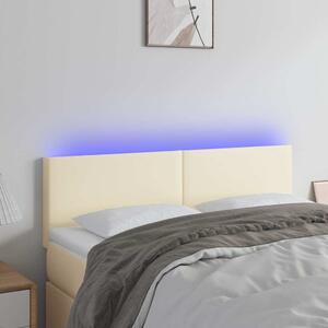 Čelo postele s LED krémové 144x5x78/88 cm umělá kůže 3121424
