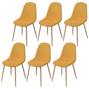 Jídelní židle 6 ks žluté textil