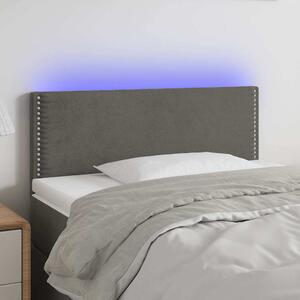 Čelo postele s LED tmavě šedé 100x5x78/88 cm samet 3121515