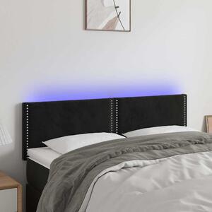 Čelo postele s LED černé 144x5x78/88 cm samet 3121522
