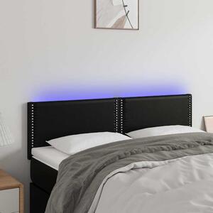 Čelo postele s LED černé 144x5x78/88 cm umělá kůže 3121562