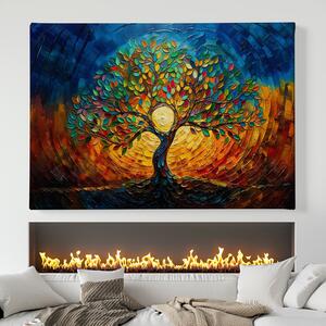 Obraz na plátně - Strom života Dotek slunce FeelHappy.cz Velikost obrazu: 210 x 140 cm
