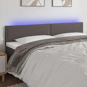 Čelo postele s LED šedé 200x5x78/88 cm umělá kůže 3121584