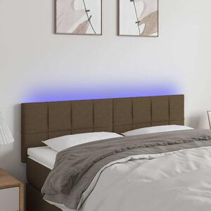 Čelo postele s LED tmavě hnědé 144x5x78/88 cm textil 3121613