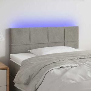 Čelo postele s LED světle šedé 80 x 5 x 78/88 cm samet 3121642
