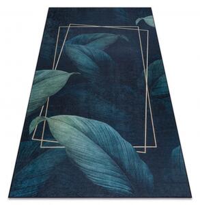 Dywany Luszczow Kusový koberec ANDRE pratelný 1170 Listy, geometrický protiskluz, modrý Rozměr koberce: 80 x 150 cm