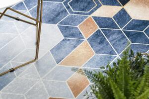 ANDRE mycí kobereček 1216 Krychle, geometrický protiskluz modrý velikost 120x170 cm | krásné koberce cz
