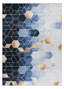 ANDRE mycí kobereček 1216 Krychle, geometrický protiskluz modrý velikost 120x170 cm | krásné koberce cz
